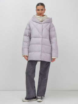 Куртка женская зимняя с капюшоном большого размера фиолетового цвета 1170F - Mtforce фото 10