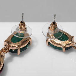 Серьги со стразами Клео капли, цветные в золоте - Queen fair фото 2