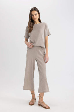 Wide Leg Genis Bol Paca Normal Bel Burumcuk Kapri Pantolon - Defacto фото 2