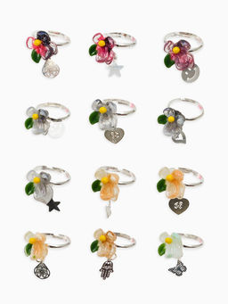 Цена за 36 шт. Кольцо «Выбражулька. Цветок», с подвеской, МИКС, безразмерное