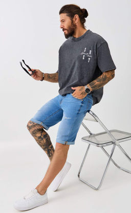 Шорты джинс FA211-0972 l.blue - Fine joyce фото 8