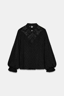 LACE DOTTED MESH SHIRT - Zara фото 5