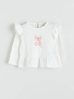 Bisiklet Yaka Bask?l? K?z Bebek Bluz ve Tayt 2li