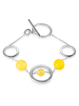 Оригинальный браслет-цепочка Palazzo с натуральным полупрозрачным янтарём