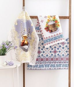 К-т полотенец Пасхальный 50*60 см. - 3 шт. рогожка хлопок 100%