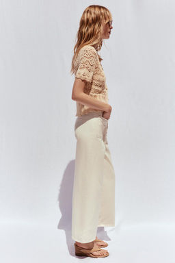 Z1975 HIGH-WAIST CULOTTE JEANS WITH BELT - Zara фото 6