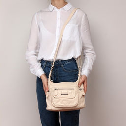 Сумка женская искусственная кожа Guecca-A 805, 1отд+карм/пер, плеч/ремень, бежевый SALE 235150 - Adelia фото 5