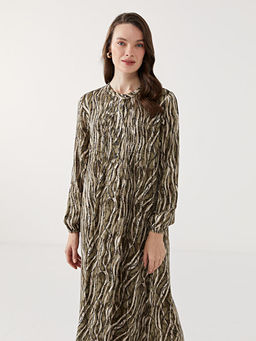 Bisiklet Yaka Desenli Elbise