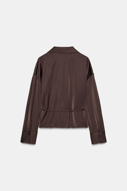 BLUSA SATINADA CINTUR?N / Marr?n - Zara фото 6