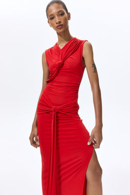 Vestido drapeado con nudos decorativos - H&m фото 5