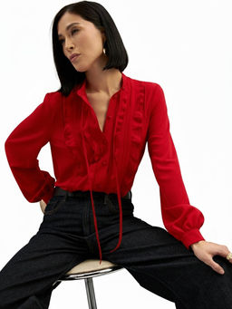 Блузка с рюшами OD-976-4 красный