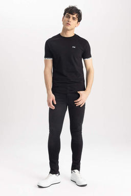 Хлопковая футболка с короткими рукавами и круглым вырезом с принтом Muscle Fit - Defacto фото 3