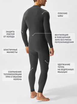 TEKSA Комплект мужской термокальсоны TLP 004 + термофуфайка TLS 004 black-grey