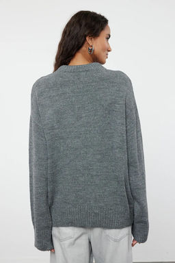 Antrasit Genis Kal?p Yumusak Dokulu Triko Kazak TWOAW25KZ00168 - Trendyolmilla фото 6