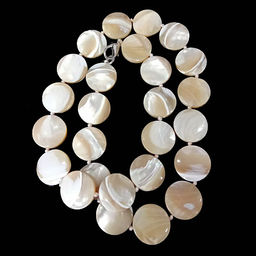 Бусы из перламутра Круглые бусины бежевые 45см