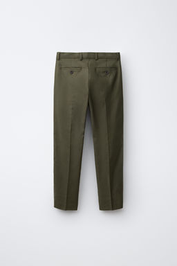 PANTAL?N TRAJE CON ALGOD?N Y LINO / Verde gris - Zara фото 2