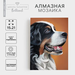 Алмазная мозаика с частичным заполнением на холсте Собака, 15?21 см