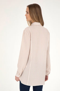 Женская рубашка песочного цвета с длинным рукавом - U.s. polo assn фото 12