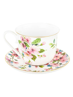 Чайная пара 2 пр. 450 мл 14*11*8,5 см "Яблоневый цвет на белом" NEW BONE CHINA