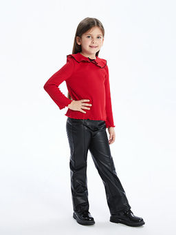 Bisiklet Yaka Dokulu K?z ?ocuk Ti??rt