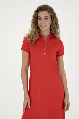 Женское красное трикотажное платье - U.s. polo assn фото 3