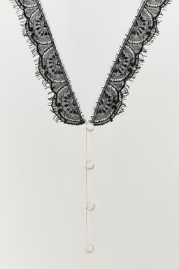 CONTRAST LACE SATIN BLOUSE - Zara фото 5