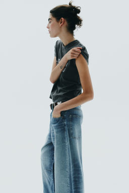 WASHED-EFFECT RHINESTONE T-SHIRT - Zara фото 14