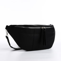 Сумка женская кросс-боди на молнии, 34×11×17 см, чёрная