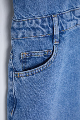 Mavi Cep Detayl? K?sa Kollu Mini Denim Gomlek Elbise TWOSS25EL00156