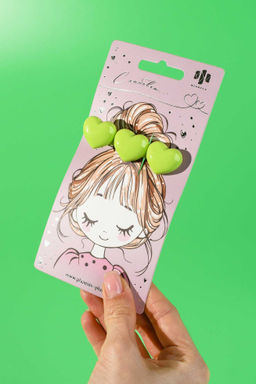 Заколка для волос зажим, арт. 71770 / 10 СЕРДЕЧКИ (в наборе: 1шт., 6,5 см, черный металл, полиэфирная смола, цвет: зелёный, подложка из мелованного картона + ПЭТ-пакет с европодвесом)