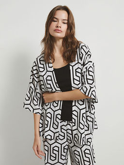 ?al Yaka Desenli Kad?n Kimono