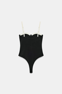 BODY TIRANTES CONTRASTE / Negro / Blanco