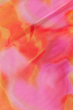 Pembe Desenli Tul S?rt? Transparan Fitted/Vucuda Oturan Esnek C?tc?tl? Orme Body TWOSS23BD00024