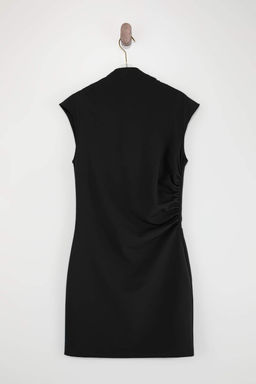 Wardrope Essentials Siyah Dik Yaka K?sa / Mini Esnek Dokuma Elbise TWOSS26EL00306