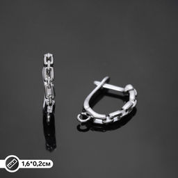 Швензы родированные «Звенья», цвет серебро