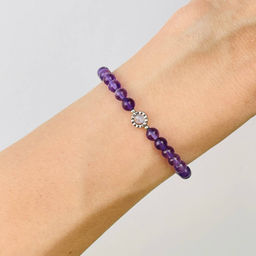 Браслет из Аметиста и Лунного камня 18 см +