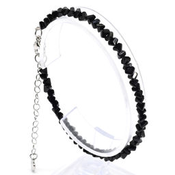 Браслет из циркона огранка 4мм, цвет черный, 20см