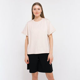 Футболка женская MINAKU REGULAR FIT, бежевая, размер 50