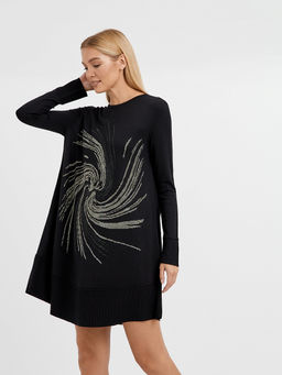 платье черное длины миди с изображением из страз - Glenfield фото 4