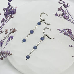 Серьги длинные из Танзанита