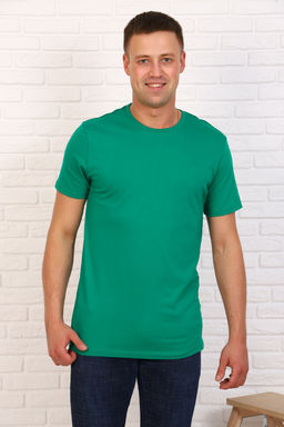 Футболка трикотажная однотонная мужская, цвет Зеленый