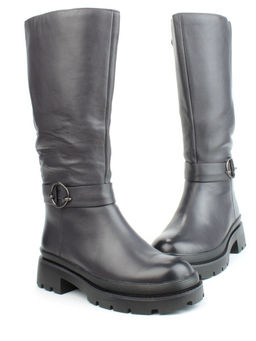 02-FI714-2M BLACK Сапоги зимние женские (натуральная кожа, байка, натуральный мех) - Фабричный китай фото 11