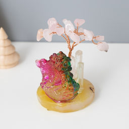 Фигурка «Деревце под защитой дракоши», стекло, металл, 18 камней, розовый, 5.5×5.5×9 см