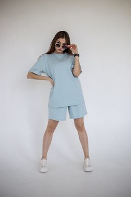 102/251 Костюм женский c шортами, светло-голубой - Knitka wear фото 4