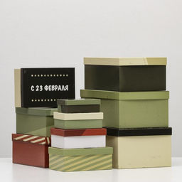 Набор подарочных коробок 10 в 1 23 февраля, 30.5?20?13  12?6.5?4 см