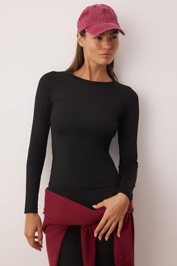 Siyah Micro S?rt File ve Reflektor Bask? Detayl? Orme Spor Ust/Bluz THMAW26BZ00001 - Trendyolmilla фото 2