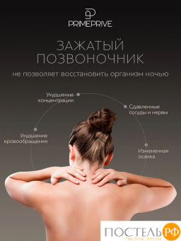 Подушка анатомическая PRIME PRIVE ГРЕННА КЛАССИК КУЛ с охл.гелем, плстр/пенополиуретан, бел  фото 6