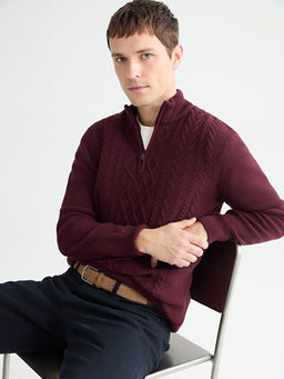 Fermuarl? Dik Yaka Erkek Triko Kazak