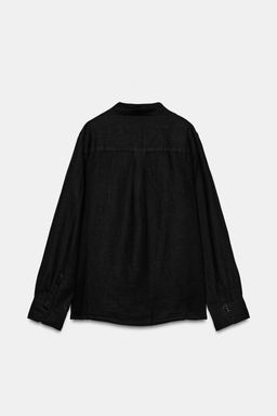 CAMISA LINO 100% BOLSILLO ZW COLLECTION / Negro - Zara фото 7