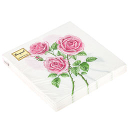 Салфетки бумажные Bouquet Original de Luxe 33х33см, 2-х слойные, 20 штук в упаковке, 100% целлюлоза, Три розы (Россия)